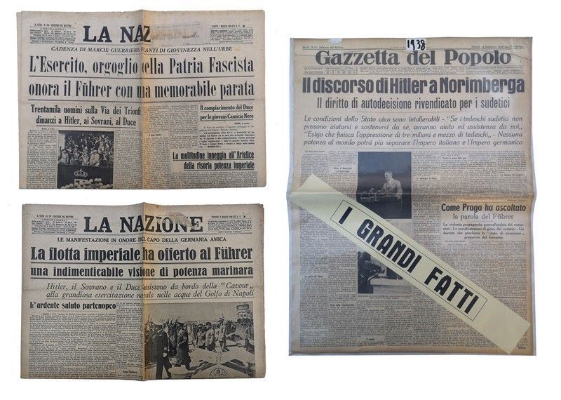Due Edizioni della Nazione (maggio 1938) e la Gazzetta del Popolo (settembre 1938)