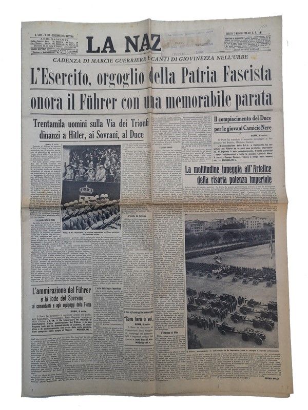 Due Edizioni della Nazione (maggio 1938) e la Gazzetta del Popolo (settembre 1938)