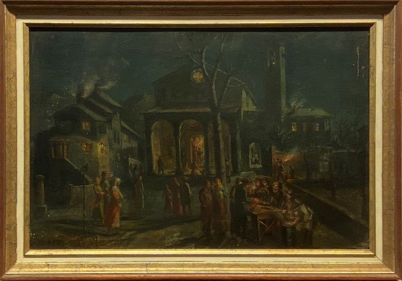 Anonimo, XIX - XX Sec. - Fiera di Paese in Notturno