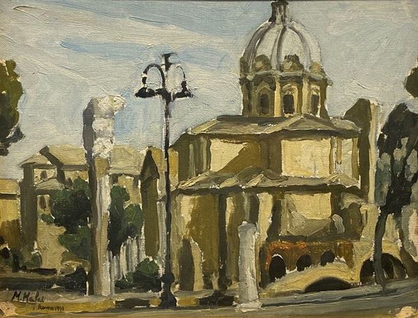 Mario Mafai - View of the Church of SS. Mary&#39;s name in Rome