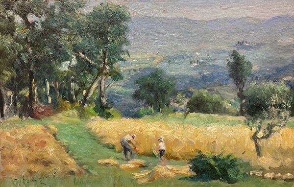 Fausto Magni - Paesaggio campestre con figure