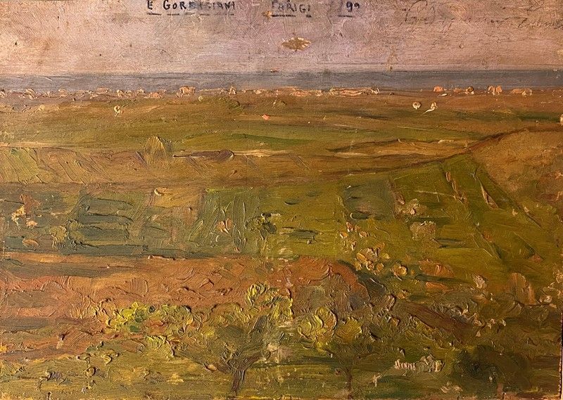 Eduardo Gordigiani - Figure sulla Spiaggia (fronte); Paesaggio (retro)
