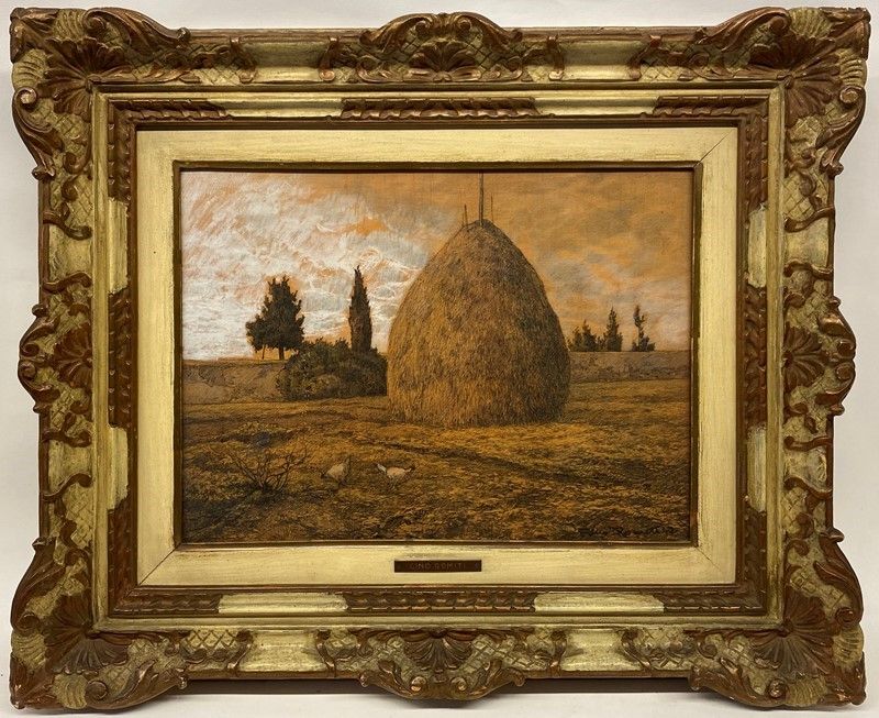 Gino Romiti - Paesaggio con Pagliaio e Galline