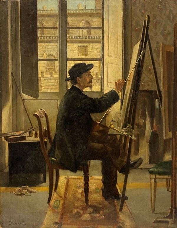 Odoardo Borrani - Pittore nello studio (Autoritratto)