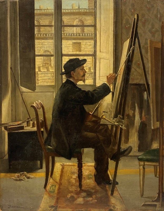 Odoardo Borrani - Pittore nello Studio (autoritratto)