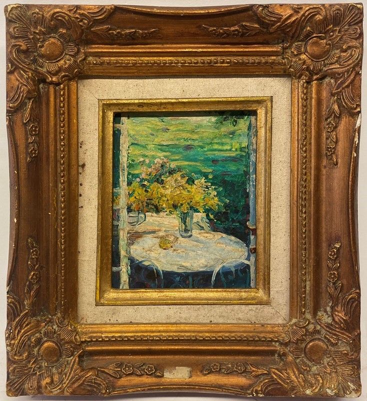 Anonimo, XX Sec. - Tavolo con Vaso di Fiori