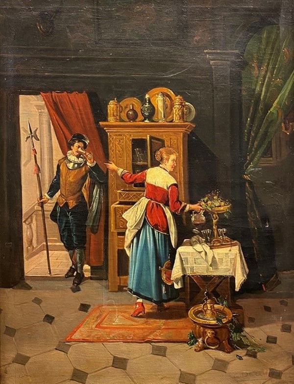 Cesare Augusto  Detti - Interno con figure