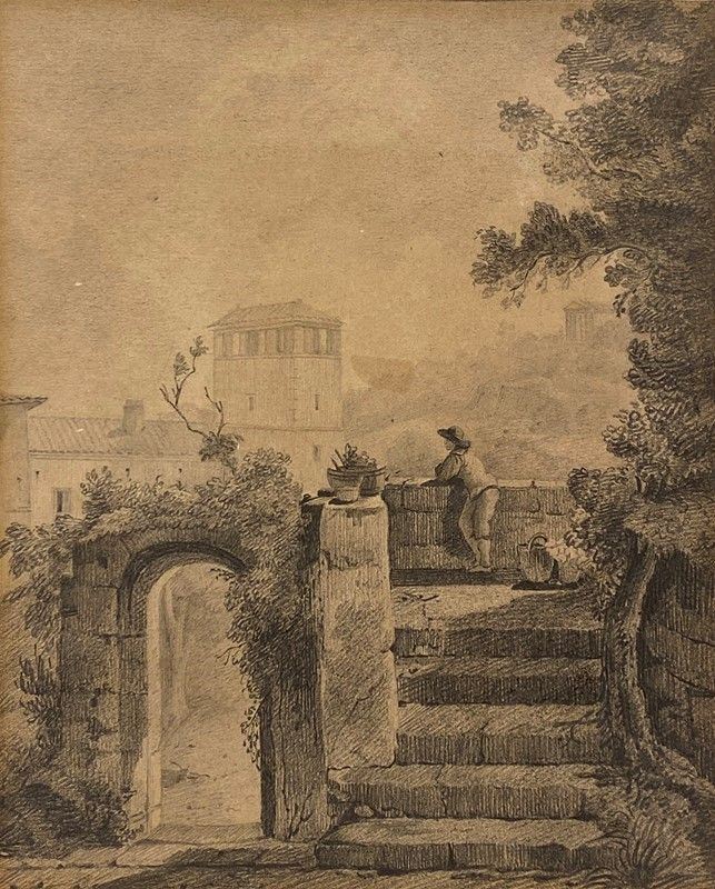 Nicolas Louis Cabat - Paesaggio con Ruderi e Figura