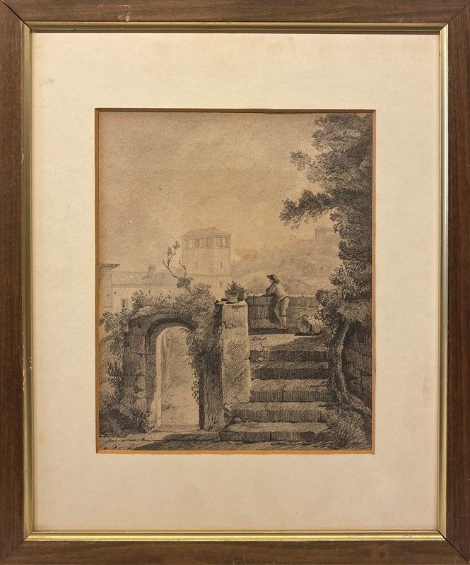 Nicolas Louis Cabat - Paesaggio con Ruderi e Figura