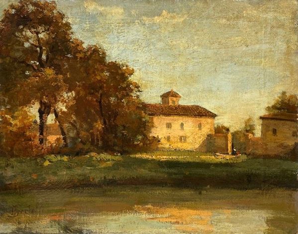 Luigi Bertelli - Paesaggio con casolare