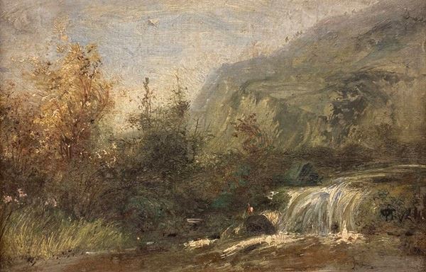 Anonimo, XIX sec. - Landscape with stream