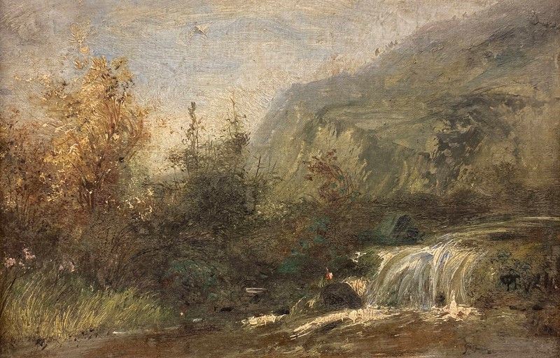 Anonimo, XIX Sec. - Paesaggio con Ruscello