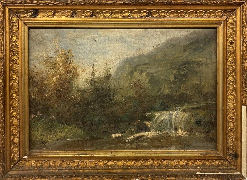 Anonimo, XIX Sec. - Paesaggio con Ruscello
