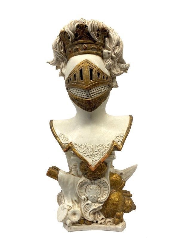 Anonimo Francese, XIX sec. - Bust with helmet and coat of arms
