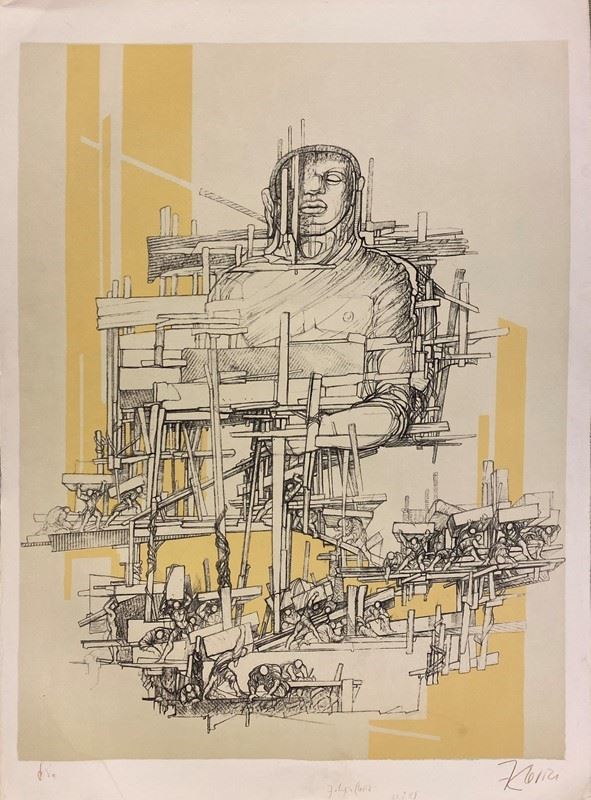 Fabrizio Clerici :  Idol worshipers  (1983)  - Lithography - Auction Modern and Contemporary art - Galleria Pananti Casa d'Aste