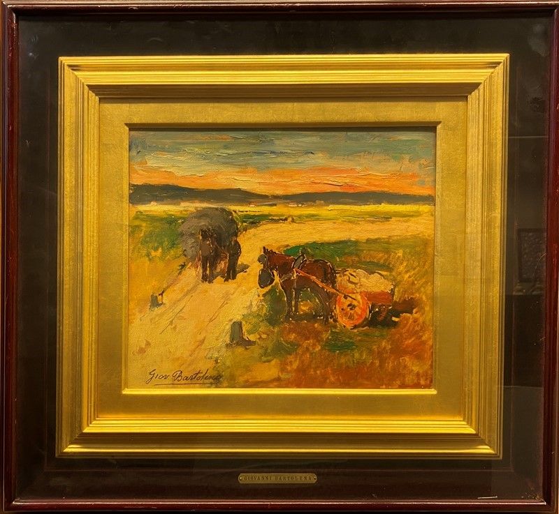 Giovanni Bartolena - Campagna con Barrocci, Cavallo e Figure