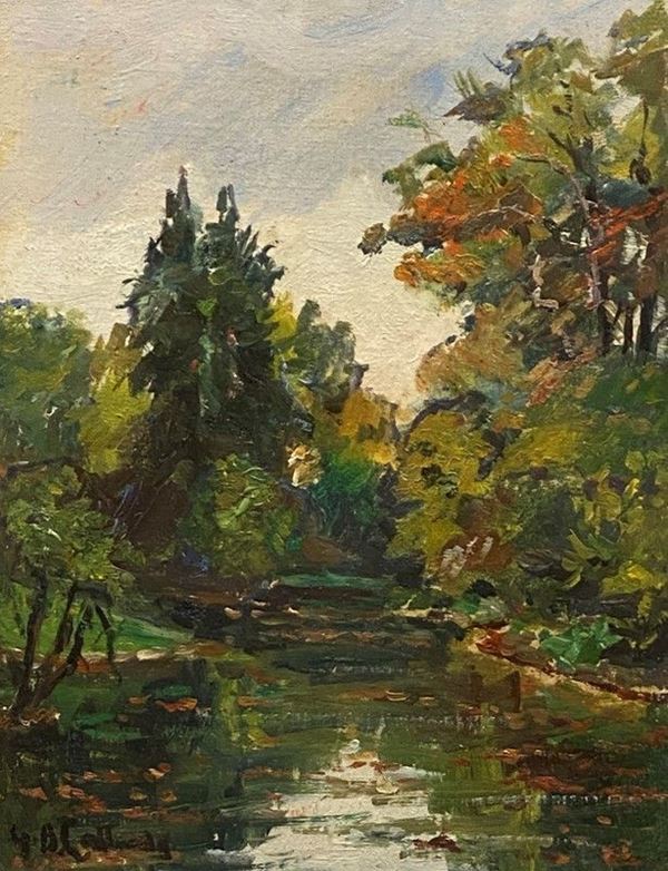 Anonimo, XX sec. - Landscape with river