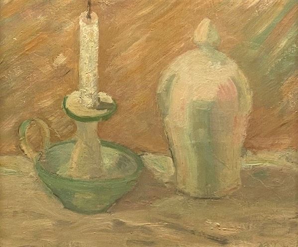 Anonimo, XX sec. - Nature show with vase and candle