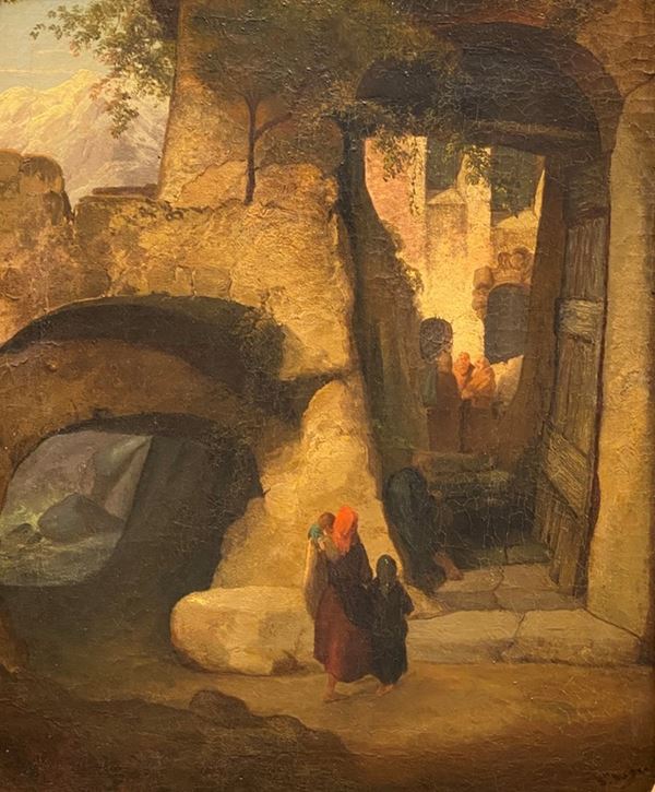 Salvatore Mazza - Farmhouse with figures