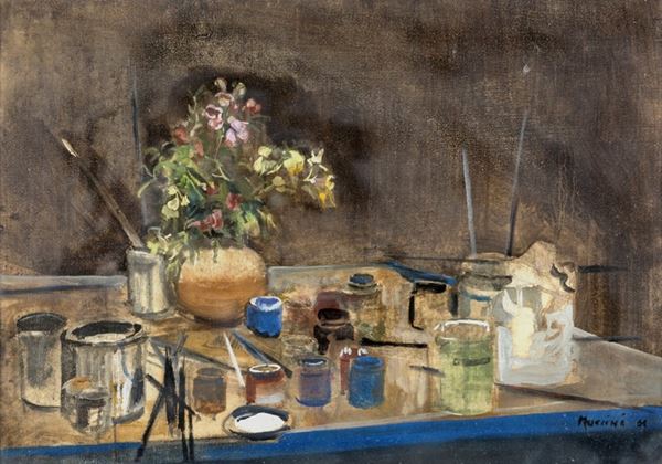 Marcello Muccini : Still life  (1964)  - Oil painting on canvas - Auction  modern and contemporary art - Galleria Pananti Casa d'Aste