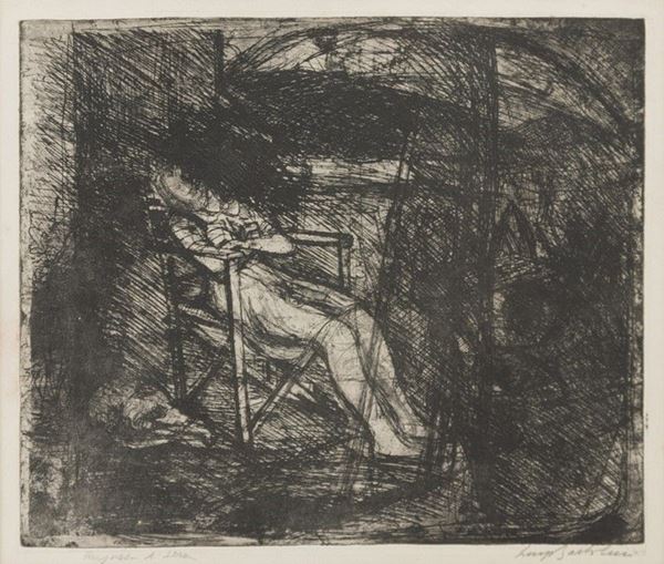 Luigi Bartolini : Evening girl  ((1950))  - Etching - Auction  modern and contemporary art - Galleria Pananti Casa d'Aste