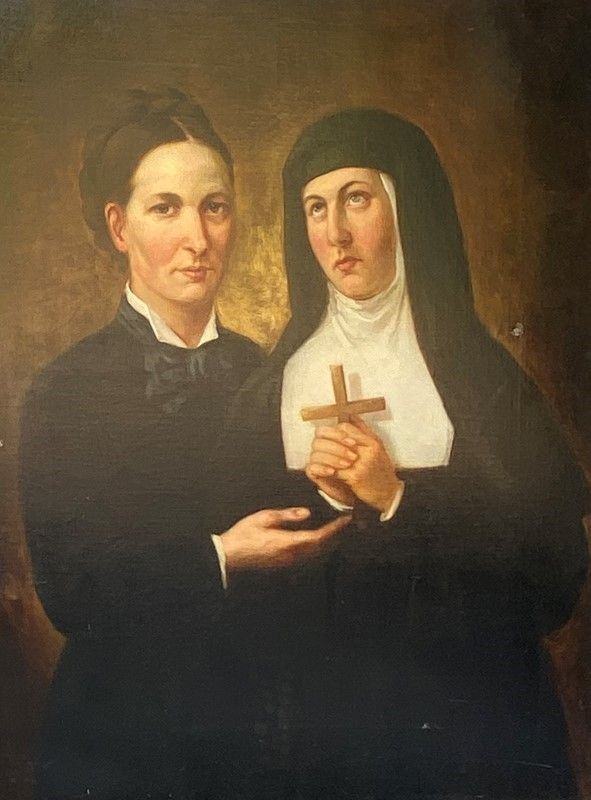 Anonimo, XIX sec. - Madame Charles Henri Carolin de Weltzien insieme a Marie Antoniette all'età di 16 anni