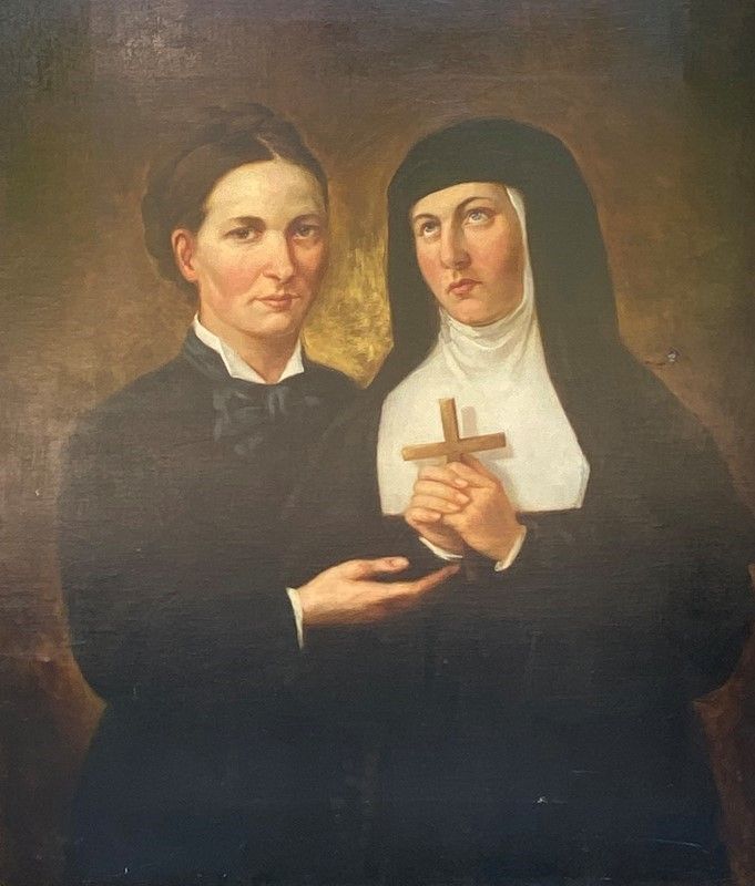 Anonimo, XIX Sec. - Madame Charles Henri Carolin De Weltzien Insieme a Marie Antoniette All'età d...