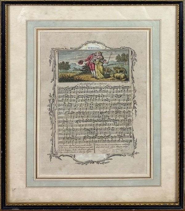 Sette stampe inglesi a tema musicale 