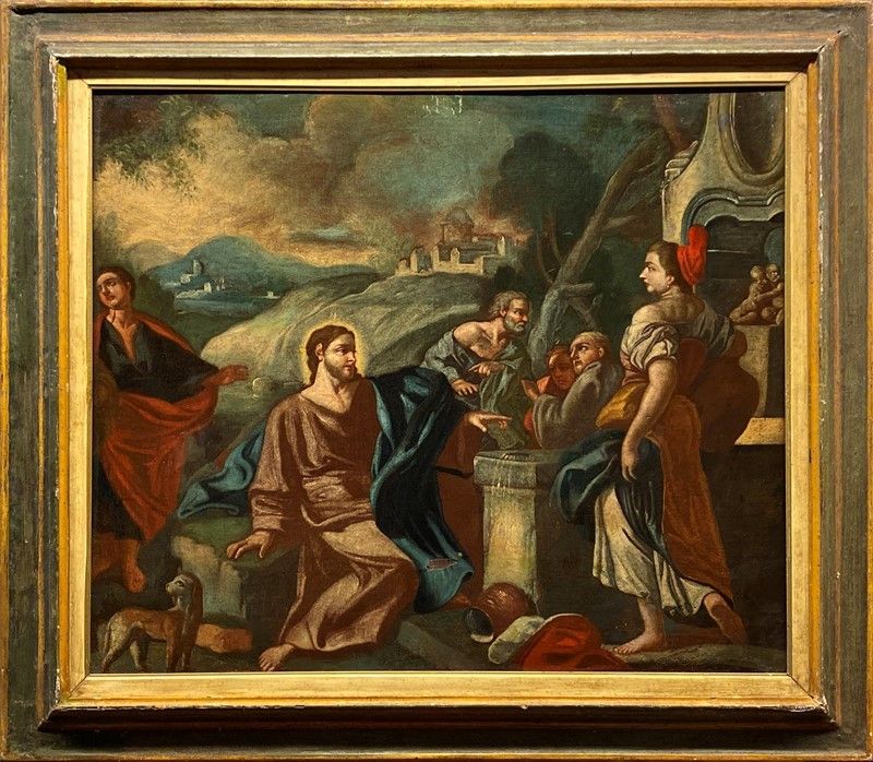 Scuola Napoletana, XVIII Sec. - Cristo e la Samaritana al Pozzo