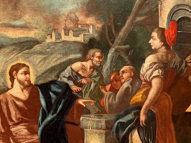 Scuola Napoletana, XVIII Sec. - Cristo e la Samaritana al Pozzo