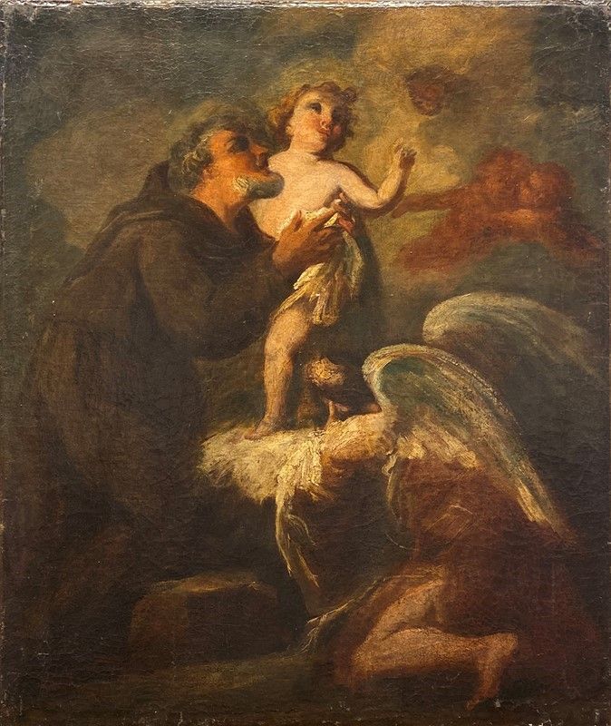 Anonimo, XVIII Sec. - Santo Francescano con Gesù Fanciullo