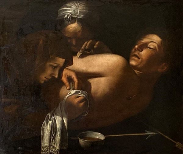 Scuola Romana, XVII sec. - San Sebastiano curato dalla vedova IRene