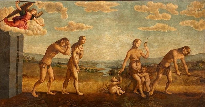Attr. a Niccolò Soggi - La Cacciata dal Paradiso Terrestre e il Lavoro di Adamo ed Eva