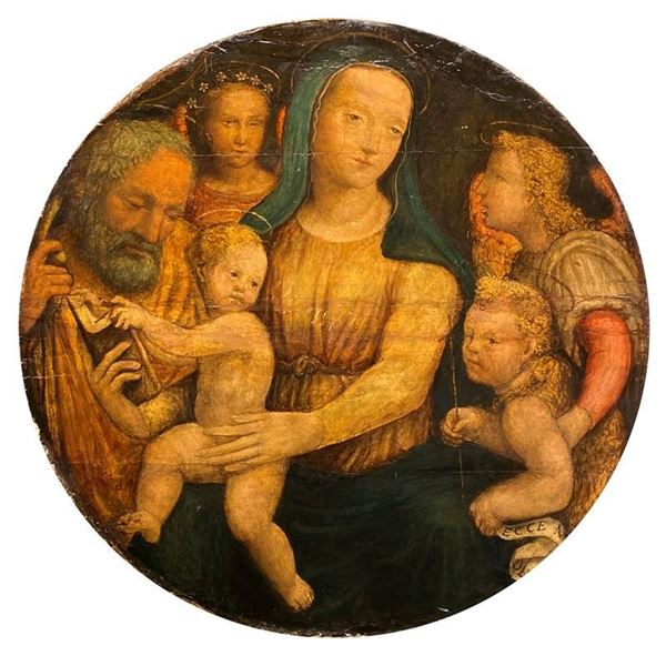 Scuola Senese, XVI sec. - Sacra Famiglia con Angeli