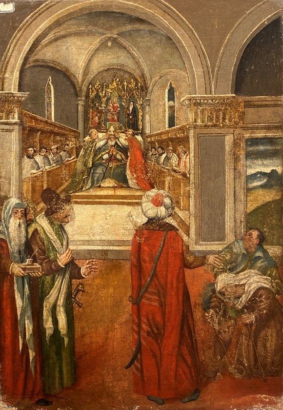 Anonimo, XVI - XVII sec. - Ambasciatore turco al cospetto del pontefice