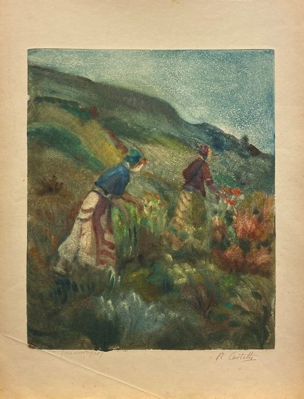 Romeo Costetti - Signore che colgono i fiori