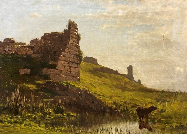Attr. a Federico Cortese - Landscape with ruins