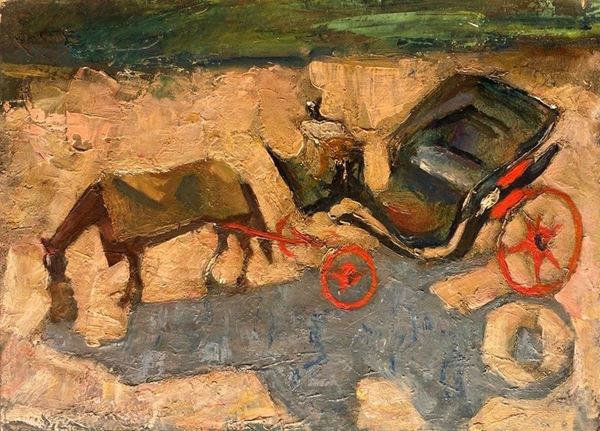 Giulio Salti - Carrozza con cavallo