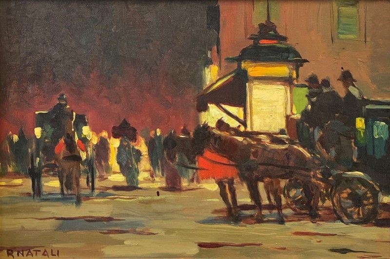 Renato Natali - Vetture in Sosta in Piazza Cavour