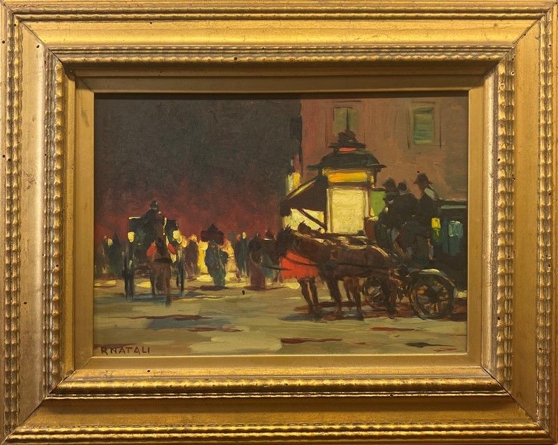 Renato Natali - Vetture in Sosta in Piazza Cavour