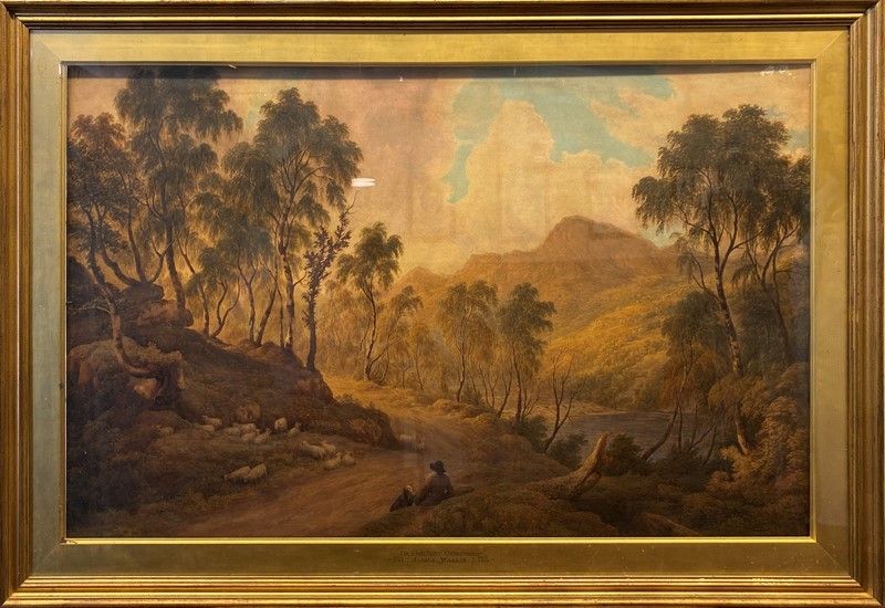 Joshua Wallis - Paesaggio con Pastore e Gregge