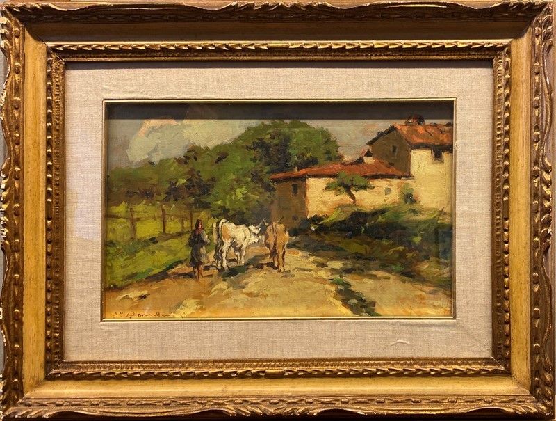 Carlo Domenici - Paesaggio con Buoi e Contadina