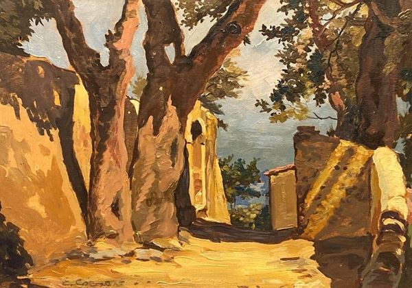 Anonimo, XX sec. - Scorcio di strada di campagna