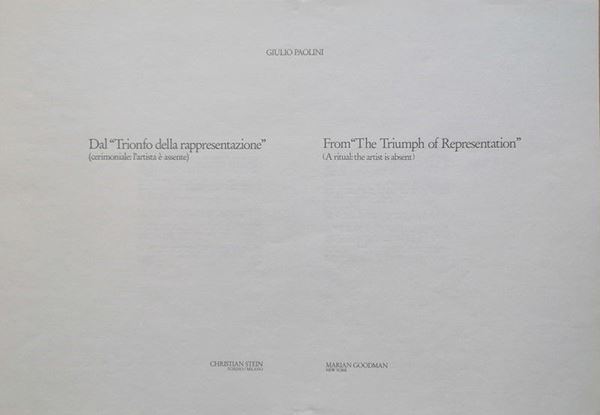 Giulio Paolini - Dal “ Trionfo della rappresentazione ” (cerimoniale: “l’artista è assente”)