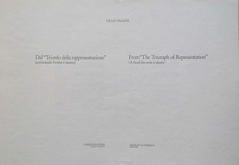 Giulio Paolini - Dal “ Trionfo della Rappresentazione ” (cerimoniale: “L’artista È Assente”)
