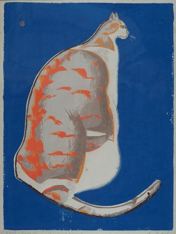 Marcello Guasti - Gatto su fondo blu