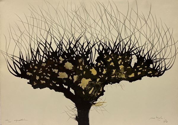Carlo Mattioli : Albero  (1976)  - Litografia acquerellata a mano - Asta GRAFICA, MULTIPLI ED EDIZIONI - Galleria Pananti Casa d'Aste