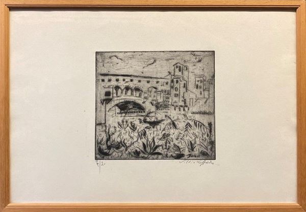 Silvio Loffredo : Ponte Vecchio  - Acquaforte - Asta GRAFICA, MULTIPLI ED EDIZIONI - Galleria Pananti Casa d'Aste