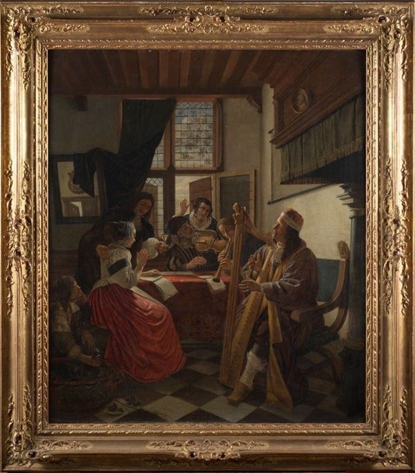Scuola Olandese, XVII sec. - Interno con musicisti 