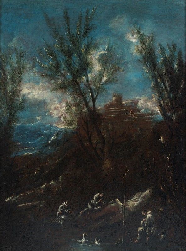 Alessandro Magnasco - Paesaggio con monaci in preghiera